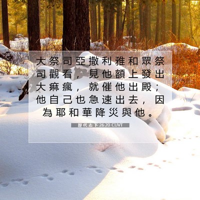 Picture 07 - 歷 代 志 下 26:20 CUVT - 大 祭 司 亞 撒 利 雅 和 眾 祭 司 觀 - Bible Verse Picture