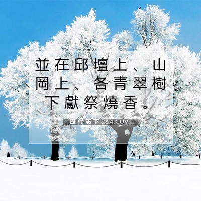 Picture 07 - 歷 代 志 下 28:4 CUVT - 並 在 邱 壇 上 、 山 岡 上 、 各 青 - Bible Verse Picture