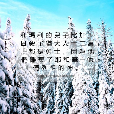 Picture 07 - 歷 代 志 下 28:6 CUVT - 利 瑪 利 的 兒 子 比 加 一 日 殺 了 - Bible Verse Picture