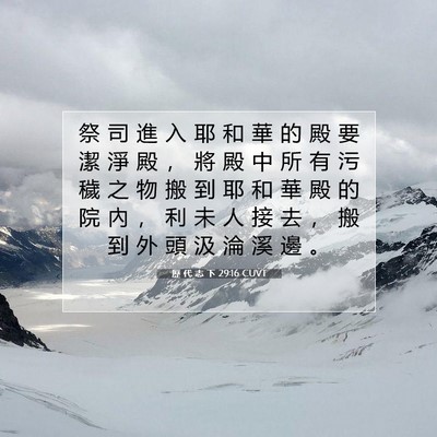 Picture 07 - 歷 代 志 下 29:16 CUVT - 祭 司 進 入 耶 和 華 的 殿 要 潔 淨 - Bible Verse Picture