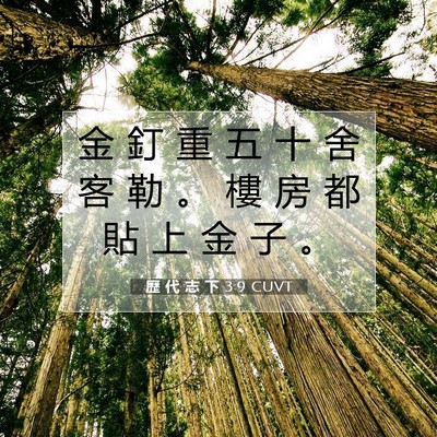 Picture 07 - 歷 代 志 下 3:9 CUVT - 金 釘 重 五 十 舍 客 勒 。 樓 房 都 - Bible Verse Picture