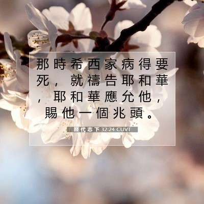 Picture 07 - 歷 代 志 下 32:24 CUVT - 那 時 希 西 家 病 得 要 死 ， 就 禱 - Bible Verse Picture
