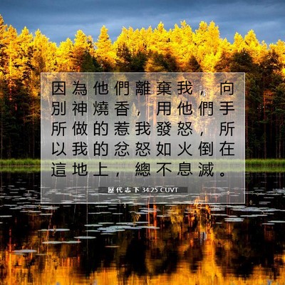 Picture 07 - 歷 代 志 下 34:25 CUVT - 因 為 他 們 離 棄 我 ， 向 別 神 燒 - Bible Verse Picture