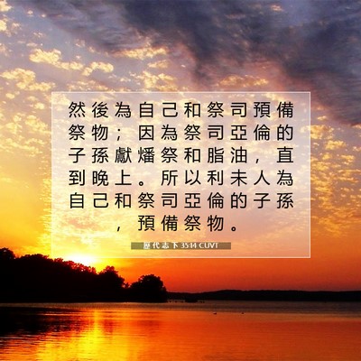 Picture 07 - 歷 代 志 下 35:14 CUVT - 然 後 為 自 己 和 祭 司 預 備 祭 物 - Bible Verse Picture