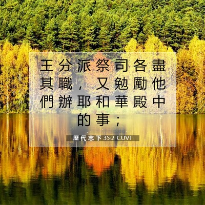 Picture 07 - 歷 代 志 下 35:2 CUVT - 王 分 派 祭 司 各 盡 其 職 ， 又 勉 - Bible Verse Picture