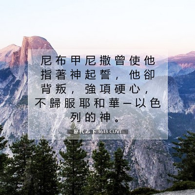 Picture 07 - 歷 代 志 下 36:13 CUVT - 尼 布 甲 尼 撒 曾 使 他 指 著 神 起 - Bible Verse Picture