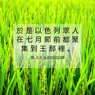 Picture 07 - 歷 代 志 下 5:3 CUVT - 於 是 以 色 列 眾 人 在 七 月 節 前 - Bible Verse Picture