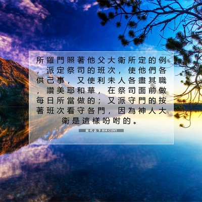 Picture 07 - 歷 代 志 下 8:14 CUVT - 所 羅 門 照 著 他 父 大 衛 所 定 的 - Bible Verse Picture