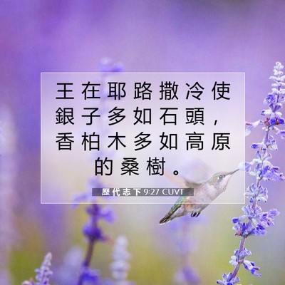 Picture 07 - 歷 代 志 下 9:27 CUVT - 王 在 耶 路 撒 冷 使 銀 子 多 如 石 - Bible Verse Picture