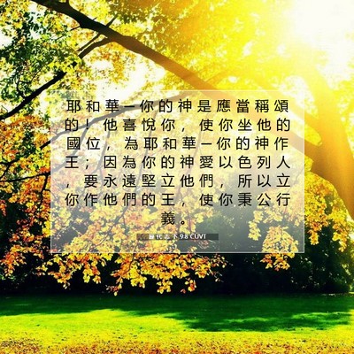 Picture 07 - 歷 代 志 下 9:8 CUVT - 耶 和 華 ─ 你 的 神 是 應 當 稱 頌 - Bible Verse Picture