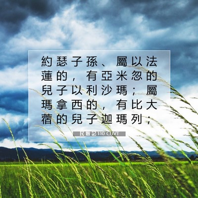 Picture 07 - 民 數 記 1:10 CUVT - 約 瑟 子 孫 、 屬 以 法 蓮 的 ， 有 - Bible Verse Picture
