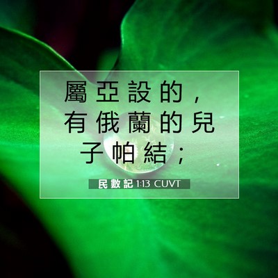 Picture 07 - 民 數 記 1:13 CUVT - 屬 亞 設 的 ， 有 俄 蘭 的 兒 子 帕 - Bible Verse Picture