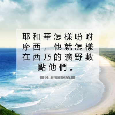 Picture 07 - 民 數 記 1:19 CUVT - 耶 和 華 怎 樣 吩 咐 摩 西 ， 他 就 - Bible Verse Picture