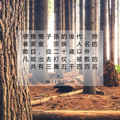Picture 07 - 民 數 記 1:36 CUVT - 便 雅 憫 子 孫 的 後 代 ， 照 著 家 - Bible Verse Picture