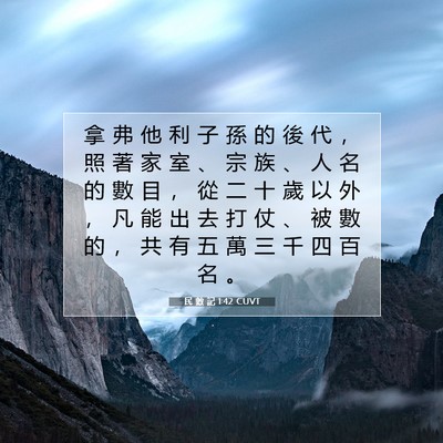 Picture 07 - 民 數 記 1:42 CUVT - 拿 弗 他 利 子 孫 的 後 代 ， 照 著 - Bible Verse Picture