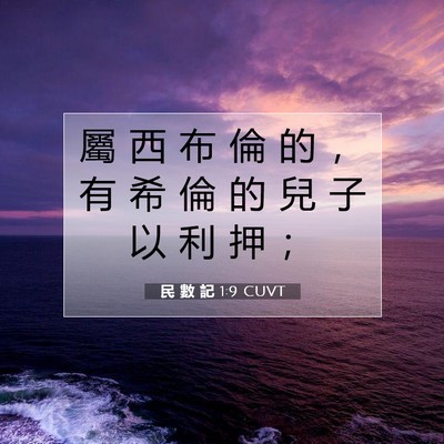 Picture 07 - 民 數 記 1:9 CUVT - 屬 西 布 倫 的 ， 有 希 倫 的 兒 子 - Bible Verse Picture