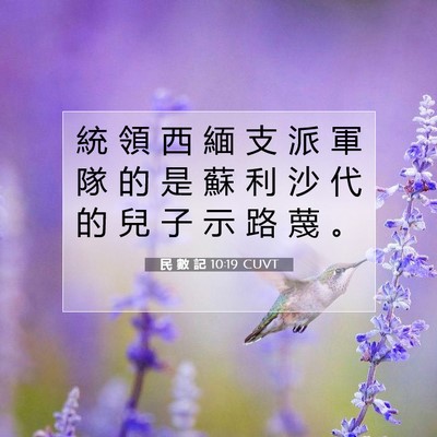Picture 07 - 民 數 記 10:19 CUVT - 統 領 西 緬 支 派 軍 隊 的 是 蘇 利 - Bible Verse Picture