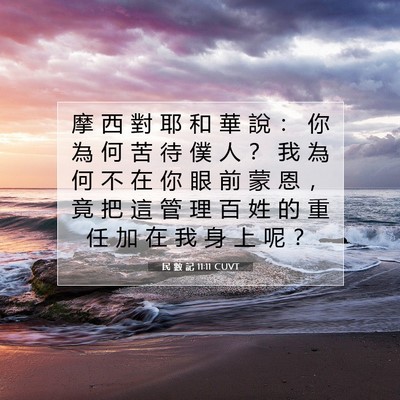Picture 07 - 民 數 記 11:11 CUVT - 摩 西 對 耶 和 華 說 ： 你 為 何 苦 - Bible Verse Picture
