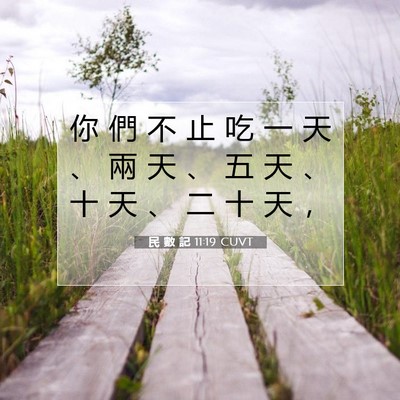 Picture 07 - 民 數 記 11:19 CUVT - 你 們 不 止 吃 一 天 、 兩 天 、 五 - Bible Verse Picture