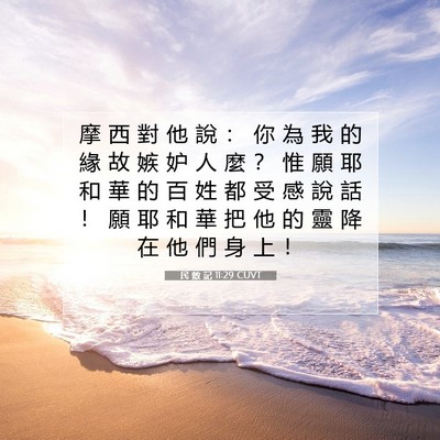 Picture 07 - 民 數 記 11:29 CUVT - 摩 西 對 他 說 ： 你 為 我 的 緣 故 - Bible Verse Picture