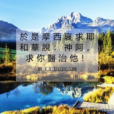 Picture 07 - 民 數 記 12:13 CUVT - 於 是 摩 西 哀 求 耶 和 華 說 ： 神 - Bible Verse Picture