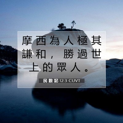 Picture 07 - 民 數 記 12:3 CUVT - 摩 西 為 人 極 其 謙 和 ， 勝 過 世 - Bible Verse Picture