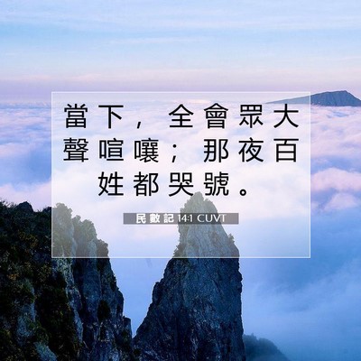 Picture 07 - 民 數 記 14:1 CUVT - 當 下 ， 全 會 眾 大 聲 喧 嚷 ； 那 - Bible Verse Picture