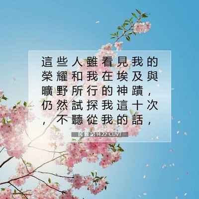 Picture 07 - 民 數 記 14:22 CUVT - 這 些 人 雖 看 見 我 的 榮 耀 和 我 - Bible Verse Picture