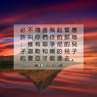Picture 07 - 民 數 記 14:30 CUVT - 必 不 得 進 我 起 誓 應 許 叫 你 們 - Bible Verse Picture