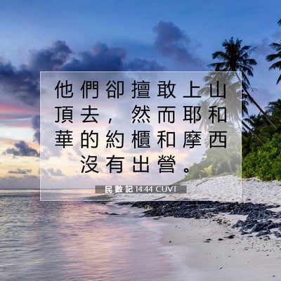 Picture 07 - 民 數 記 14:44 CUVT - 他 們 卻 擅 敢 上 山 頂 去 ， 然 而 - Bible Verse Picture