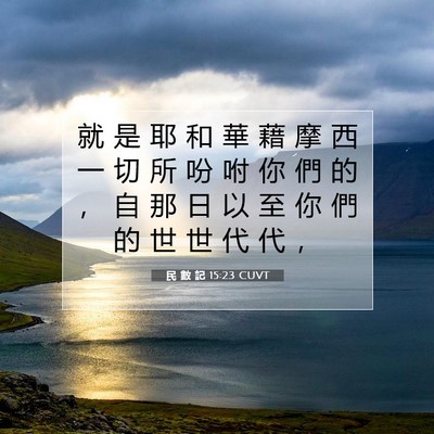 Picture 07 - 民 數 記 15:23 CUVT - 就 是 耶 和 華 藉 摩 西 一 切 所 吩 - Bible Verse Picture