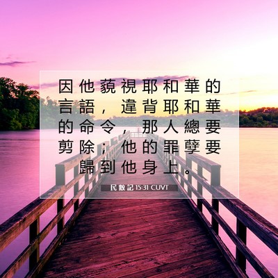 Picture 07 - 民 數 記 15:31 CUVT - 因 他 藐 視 耶 和 華 的 言 語 ， 違 - Bible Verse Picture