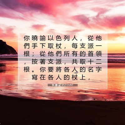 Picture 07 - 民 數 記 17:2 CUVT - 你 曉 諭 以 色 列 人 ， 從 他 們 手 - Bible Verse Picture