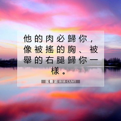 Picture 07 - 民 數 記 18:18 CUVT - 他 的 肉 必 歸 你 ， 像 被 搖 的 胸 - Bible Verse Picture