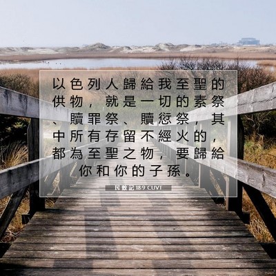 Picture 07 - 民 數 記 18:9 CUVT - 以 色 列 人 歸 給 我 至 聖 的 供 物 - Bible Verse Picture