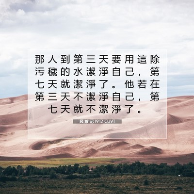 Picture 07 - 民 數 記 19:12 CUVT - 那 人 到 第 三 天 要 用 這 除 污 穢 - Bible Verse Picture
