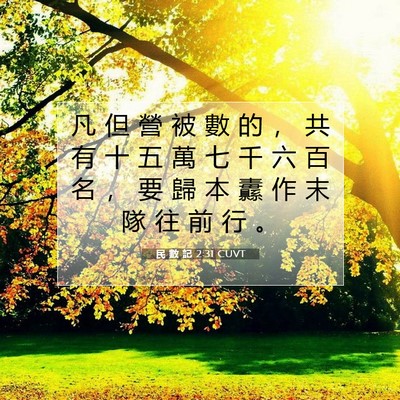 Picture 07 - 民 數 記 2:31 CUVT - 凡 但 營 被 數 的 ， 共 有 十 五 萬 - Bible Verse Picture