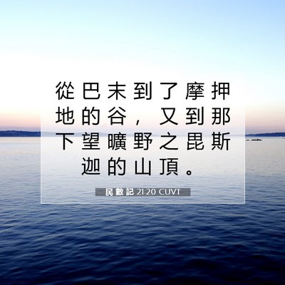 Picture 07 - 民 數 記 21:20 CUVT - 從 巴 末 到 了 摩 押 地 的 谷 ， 又 - Bible Verse Picture