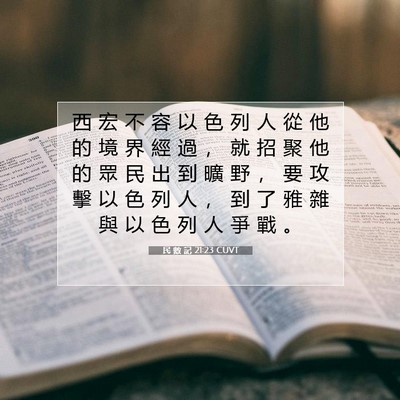 Picture 07 - 民 數 記 21:23 CUVT - 西 宏 不 容 以 色 列 人 從 他 的 境 - Bible Verse Picture