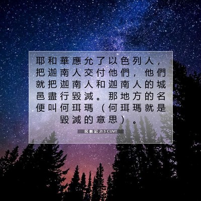 Picture 07 - 民 數 記 21:3 CUVT - 耶 和 華 應 允 了 以 色 列 人 ， 把 - Bible Verse Picture