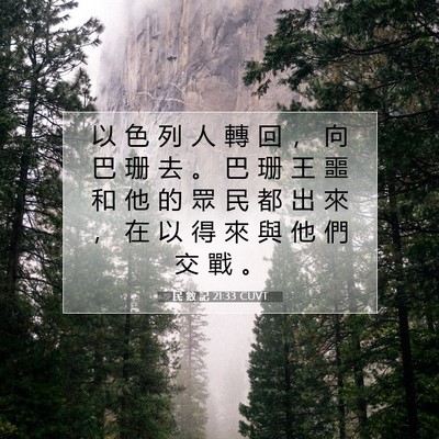 Picture 07 - 民 數 記 21:33 CUVT - 以 色 列 人 轉 回 ， 向 巴 珊 去 。 - Bible Verse Picture