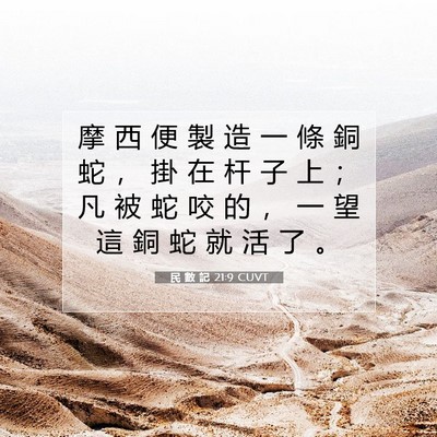 Picture 07 - 民 數 記 21:9 CUVT - 摩 西 便 製 造 一 條 銅 蛇 ， 掛 在 - Bible Verse Picture