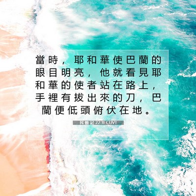 Picture 07 - 民 數 記 22:31 CUVT - 當 時 ， 耶 和 華 使 巴 蘭 的 眼 目 - Bible Verse Picture