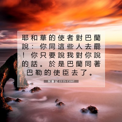 Picture 07 - 民 數 記 22:35 CUVT - 耶 和 華 的 使 者 對 巴 蘭 說 ： 你 - Bible Verse Picture