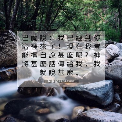 Picture 07 - 民 數 記 22:38 CUVT - 巴 蘭 說 ： 我 已 經 到 你 這 裡 來 - Bible Verse Picture