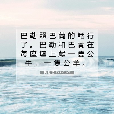 Picture 07 - 民 數 記 23:2 CUVT - 巴 勒 照 巴 蘭 的 話 行 了 。 巴 勒 - Bible Verse Picture