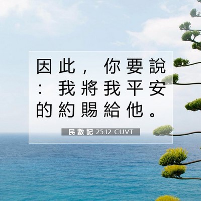 Picture 07 - 民 數 記 25:12 CUVT - 因 此 ， 你 要 說 ： 我 將 我 平 安 - Bible Verse Picture