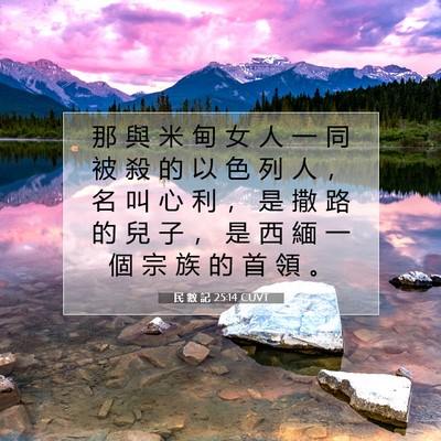 Picture 07 - 民 數 記 25:14 CUVT - 那 與 米 甸 女 人 一 同 被 殺 的 以 - Bible Verse Picture