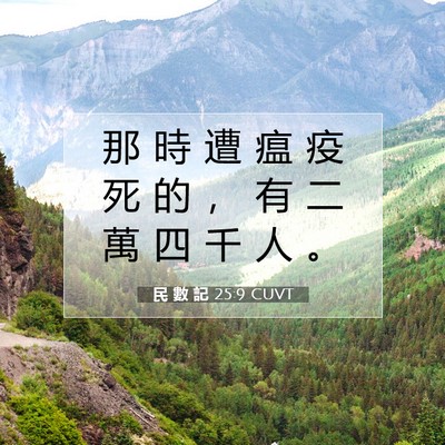 Picture 07 - 民 數 記 25:9 CUVT - 那 時 遭 瘟 疫 死 的 ， 有 二 萬 四 - Bible Verse Picture