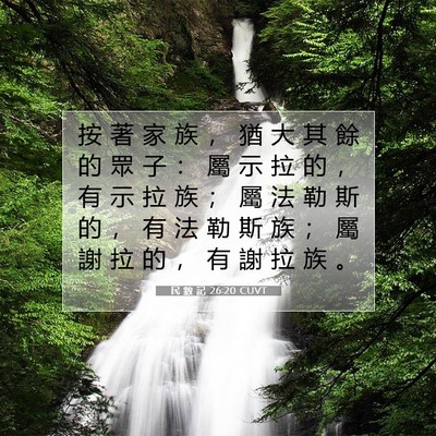 Picture 07 - 民 數 記 26:20 CUVT - 按 著 家 族 ， 猶 大 其 餘 的 眾 子 - Bible Verse Picture